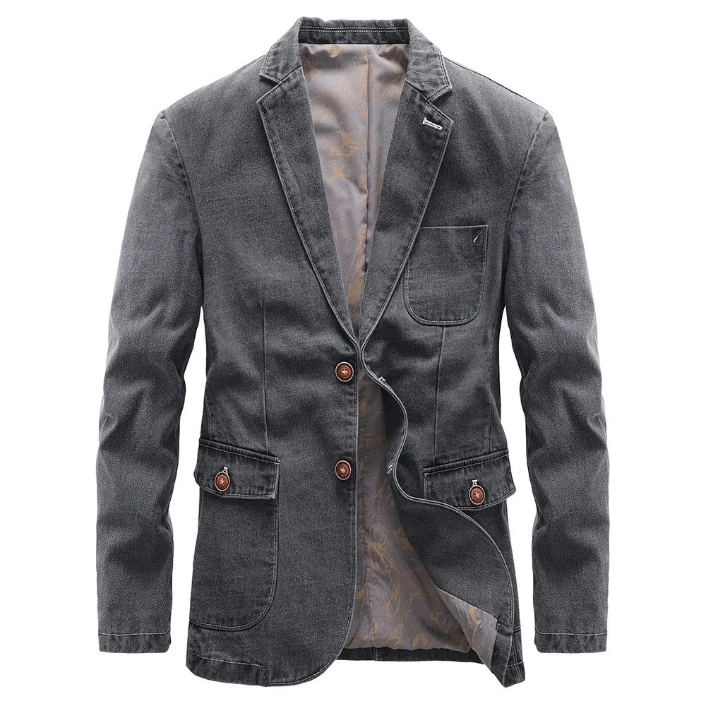 Men's Denim Blazer - Cotton Blend Casual Jacket - Corletaria