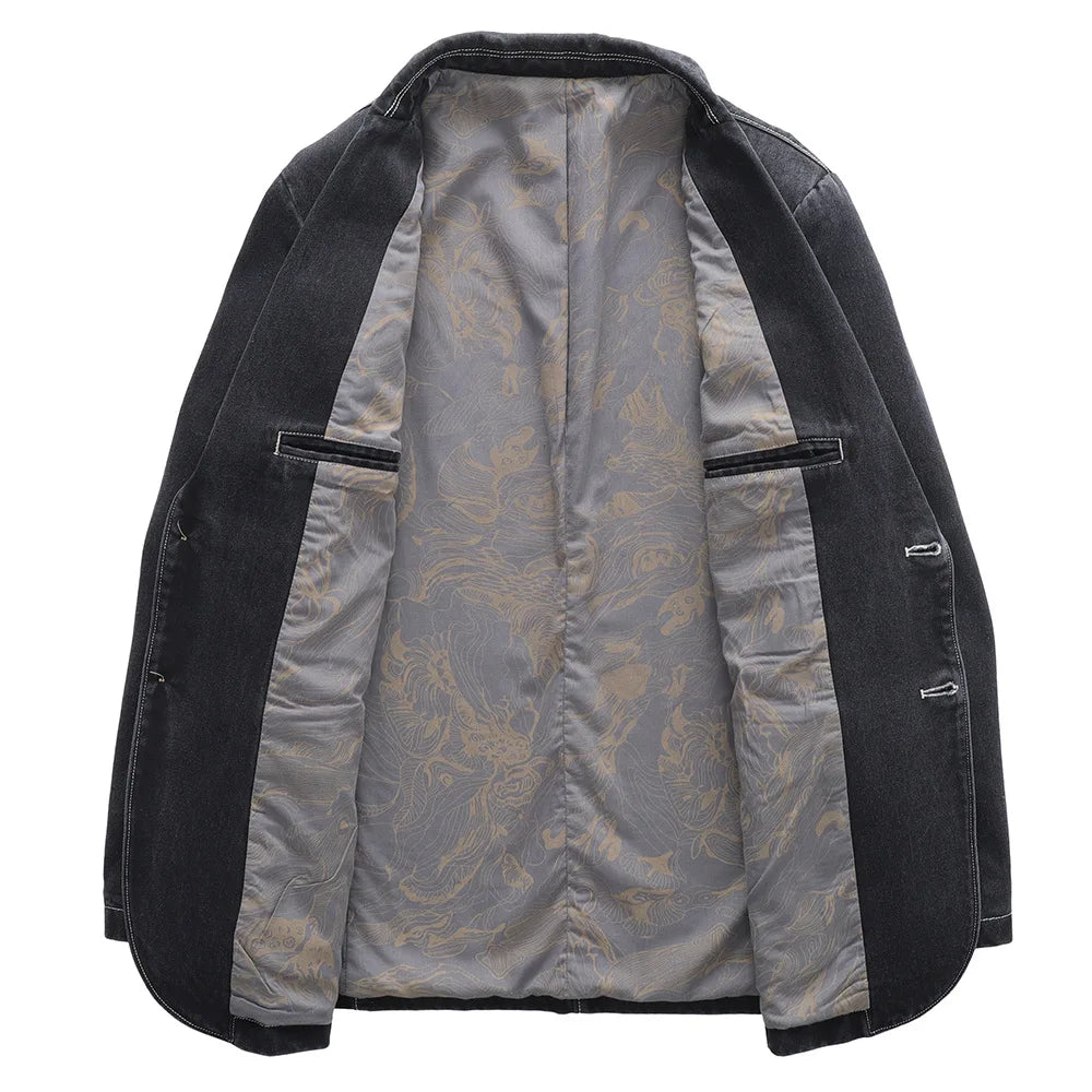 Men's Denim Blazer - Cotton Blend Casual Jacket - Corletaria