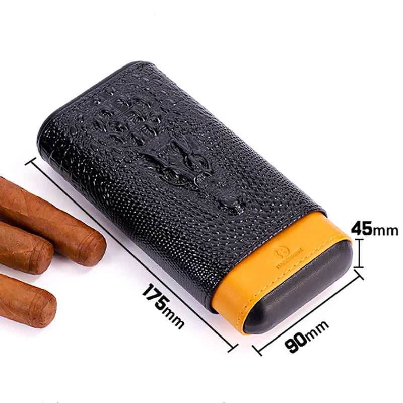 Close-ups of textured leather, contrast end band and wood channel details