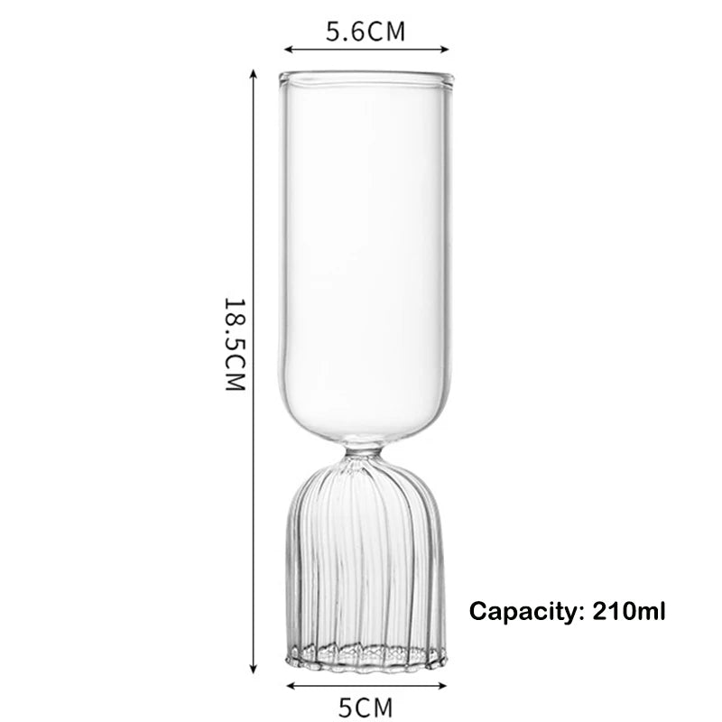 Modern Cocktail Glass Set - Ribbed Pedestal Glass, 210 ml - Corletaria