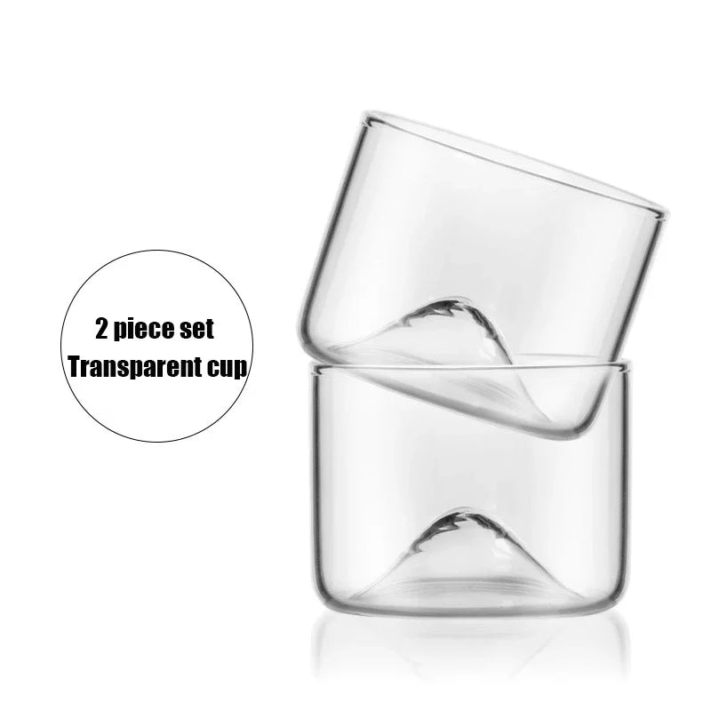 Mountain Whiskey Glass - Borosilicate with Wooden Base - Corletaria