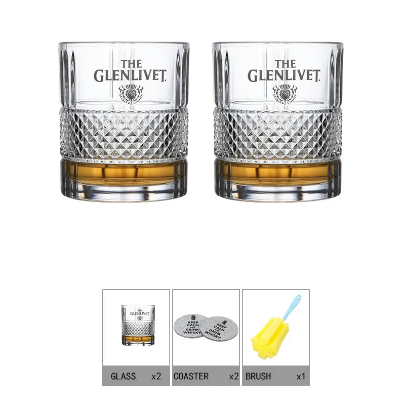 Lead-Free Crystal Rocks Glass 320ml - Glenlivet Cut Pattern - Corletaria