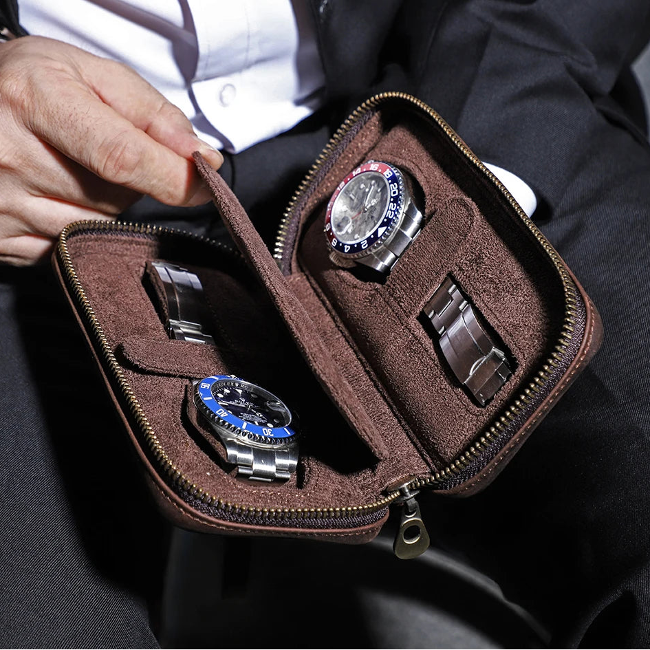 Leather Watch Travel Case - Crazy Horse Leather - Corletaria