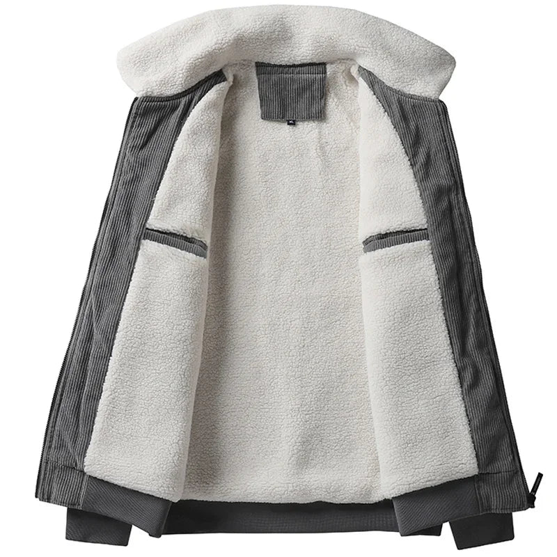 Mens Corduroy Winter Jacket - Fleece Lined Collar - Corletaria