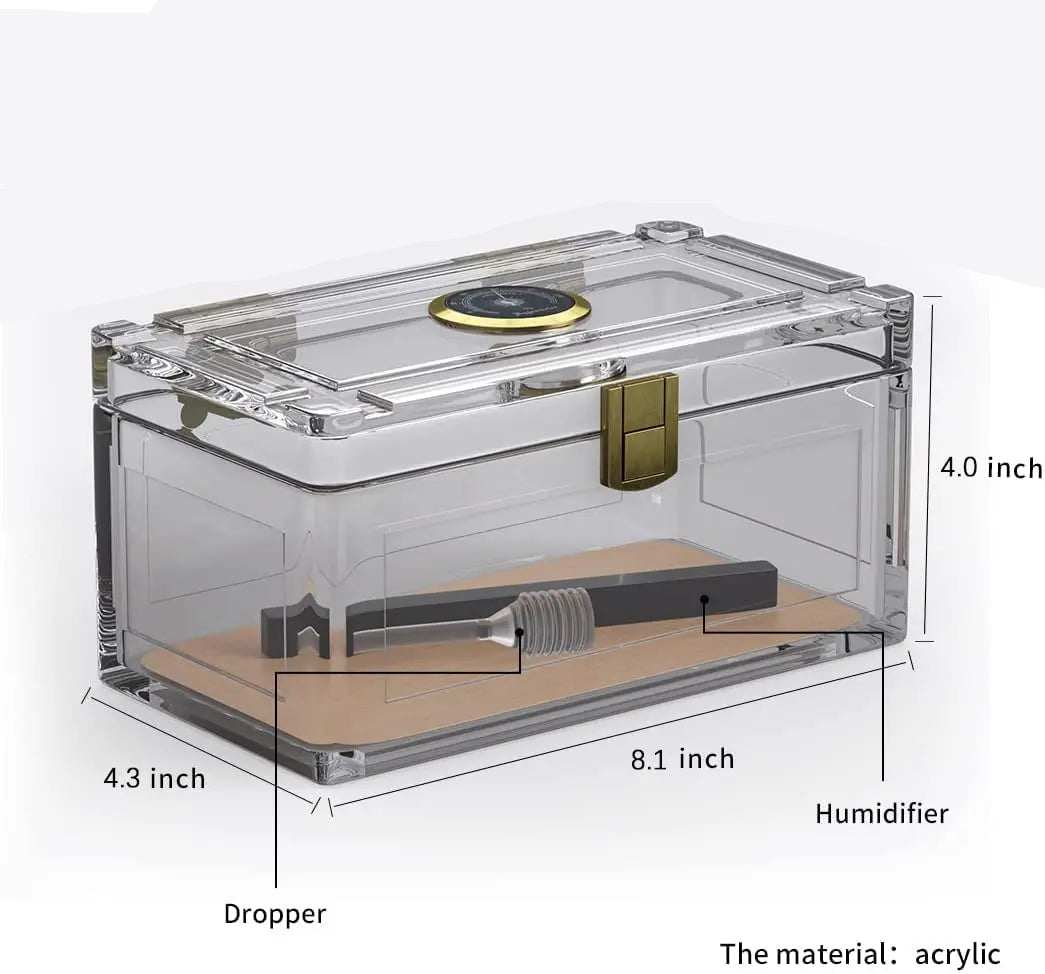 Acrylic Cigar Humidor – Portable Clear Box with Hygrometer, Humidifier & Spanish Cedar Tray – 18–50 Capacity | Corletaria