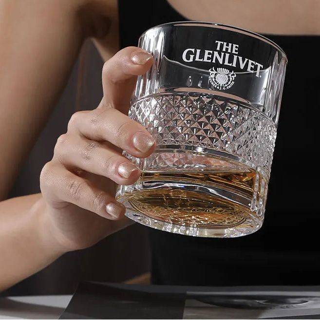 Lead-Free Crystal Rocks Glass 320ml - Glenlivet Cut Pattern - Corletaria