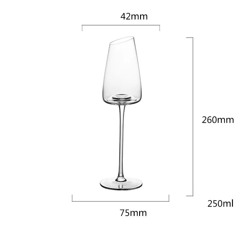 Oblique Crystal Wine Glass - Long Stem Goblet - Corletaria