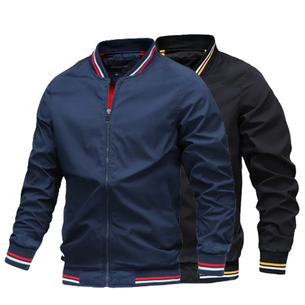 Polyester Bomber Jacket - Stand Collar Windbreaker - Corletaria