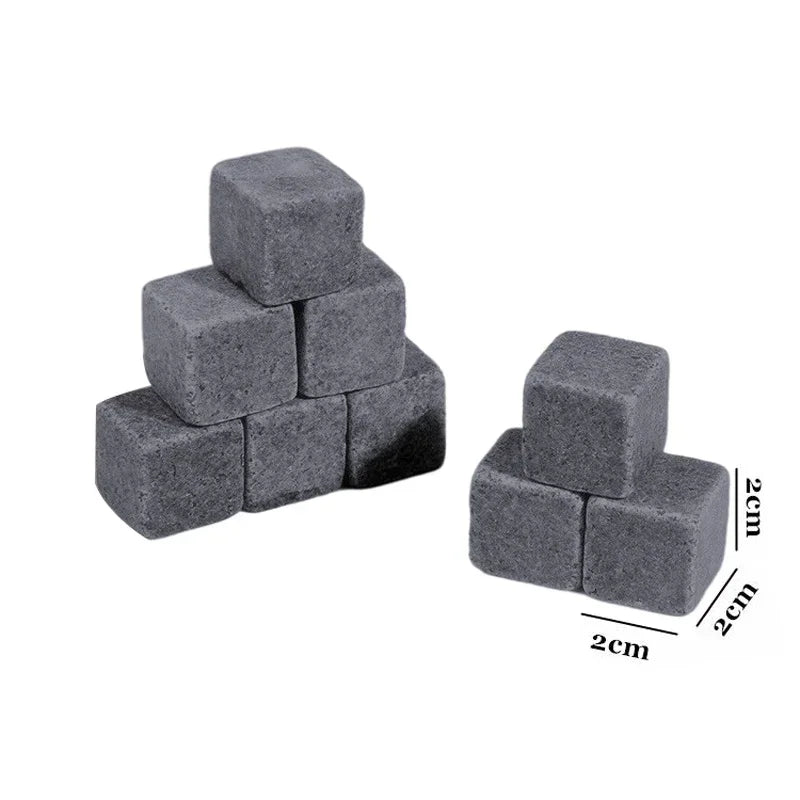 Whiskey Stones Set - Natural Reusable Cooling Rocks - Corletaria Artificial Ice