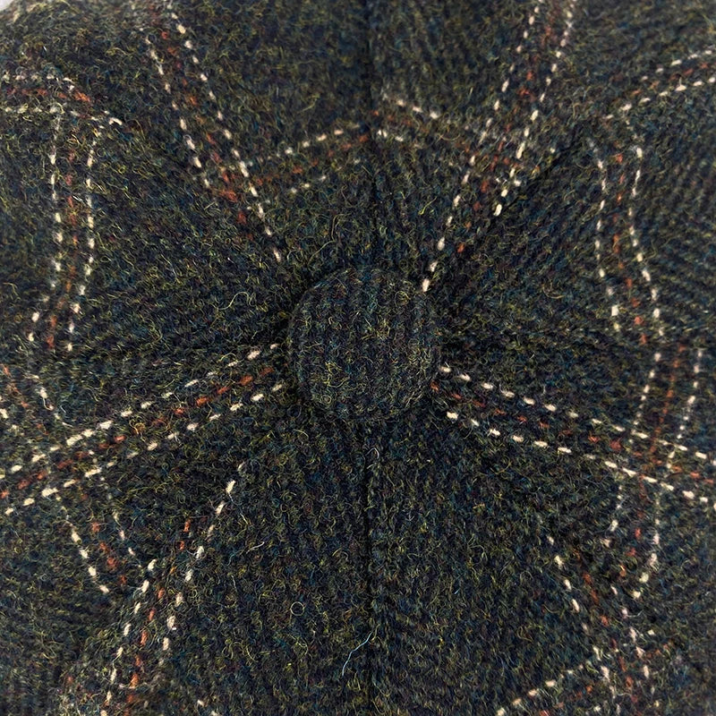 Wool Plaid Newsboy Cap - Tweed Eight Panel - Corletaria