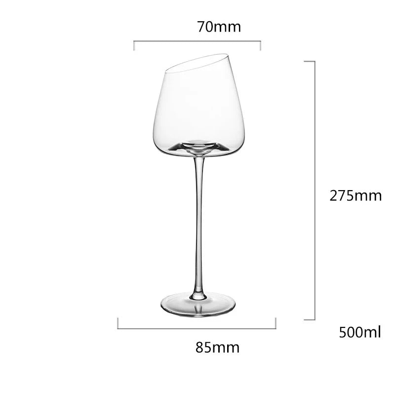 Oblique Crystal Wine Glass - Long Stem Goblet - Corletaria