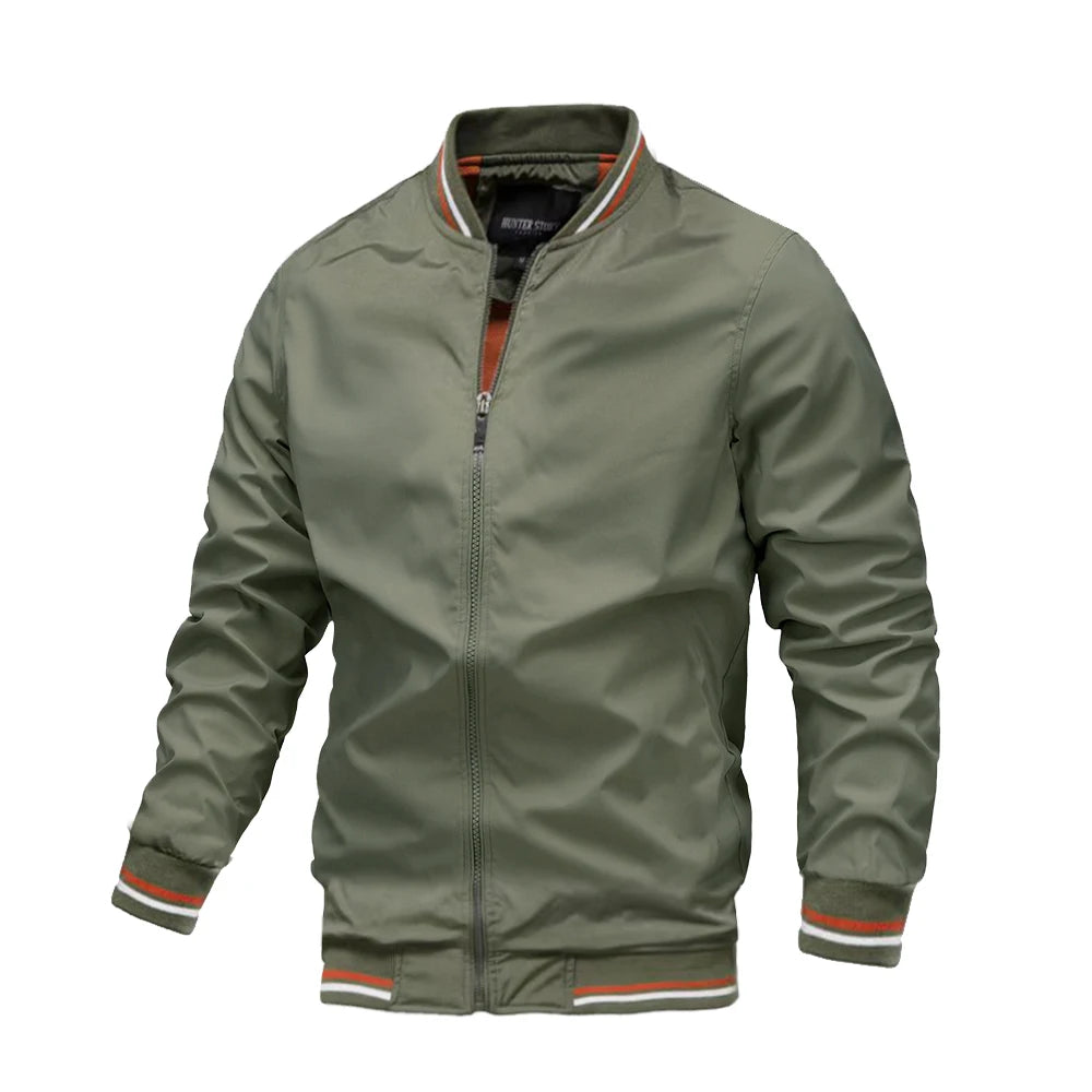 Polyester Bomber Jacket - Stand Collar Windbreaker - Corletaria