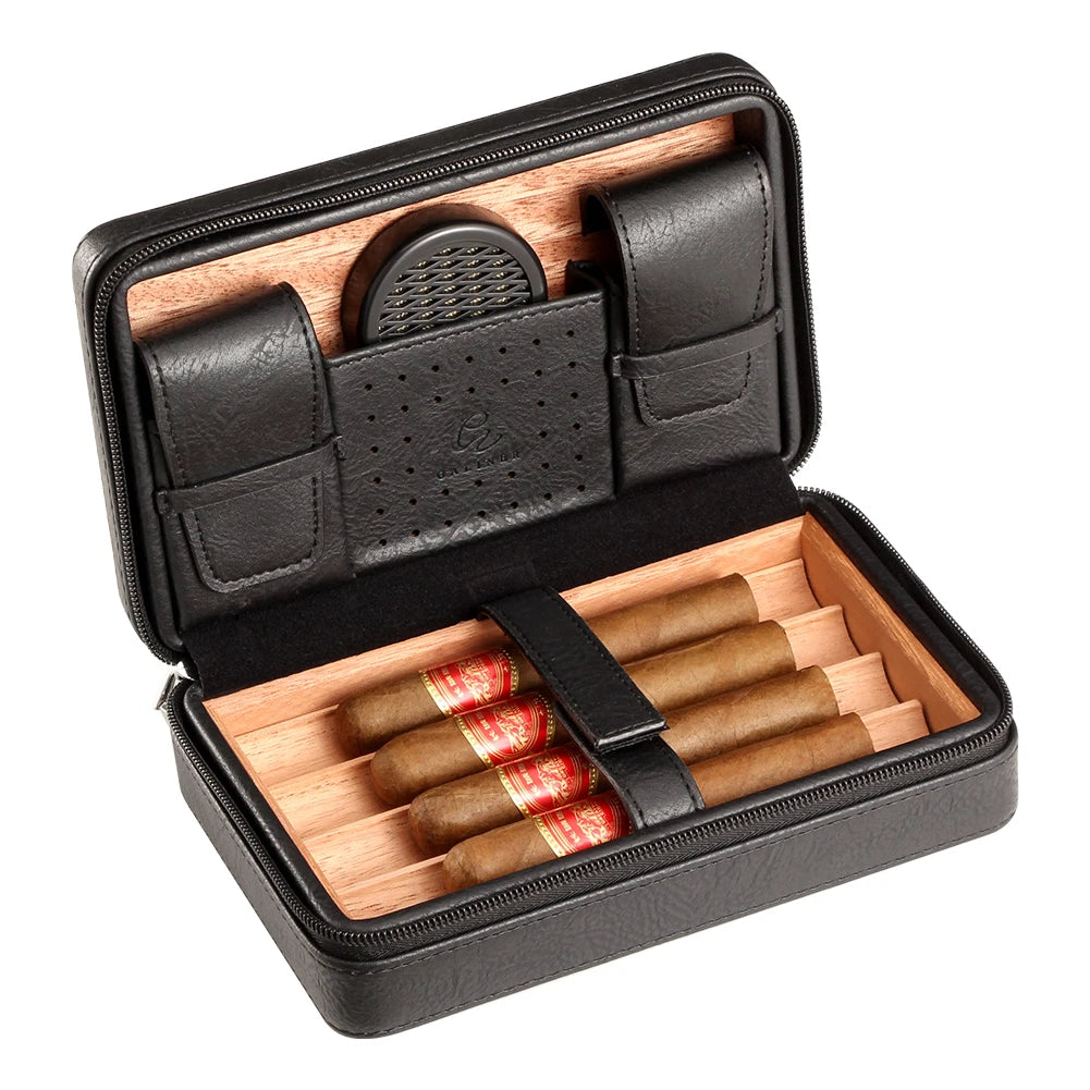 Leather Travel Cigar Humidor - Spanish Cedar Interior - Corletaria