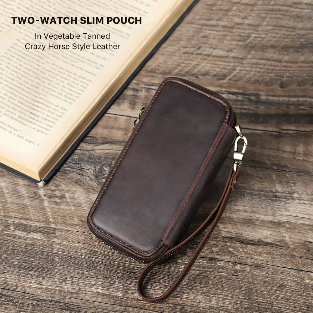 Leather Watch Travel Case - Crazy Horse Leather - Corletaria