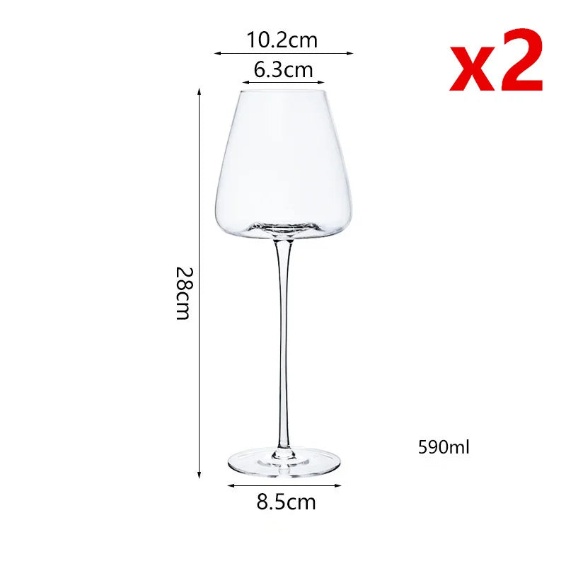 French Burgundy Crystal Wine Goblet Set 2 pcs 4 Sizes