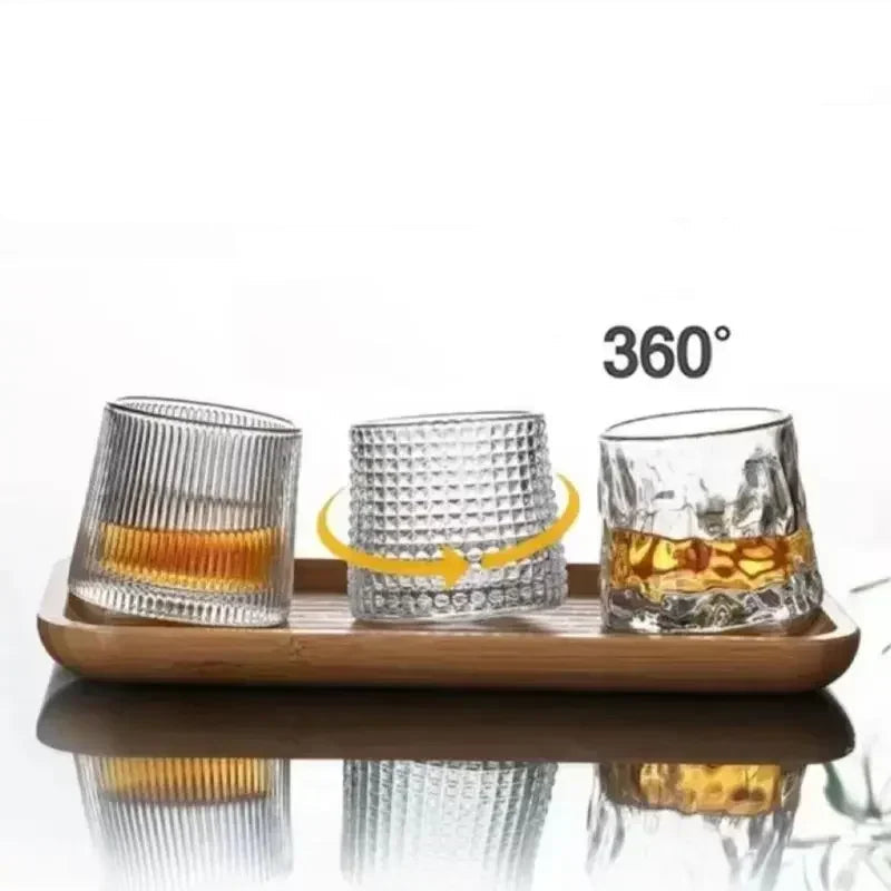 Rotating Whiskey Glass - Lead Free Crystal - Corletaria