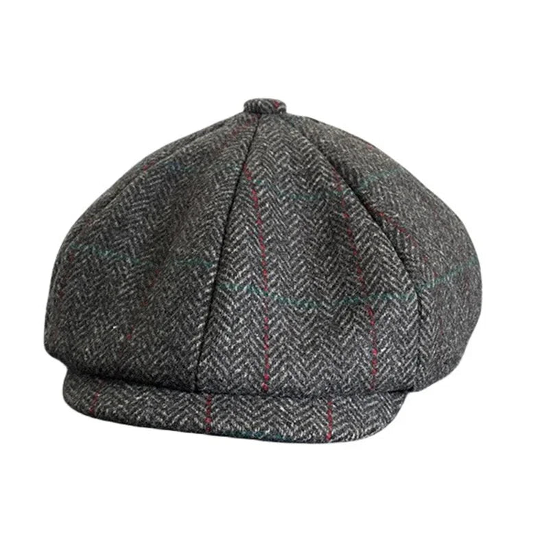 Herringbone Newsboy Cap - Wool Blend Tweed - Corletaria