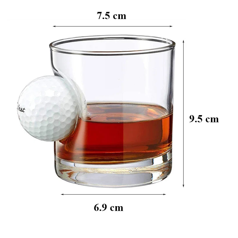 Golf Ball Whiskey Glass - Lead-free Crystal Tumbler - Corletaria