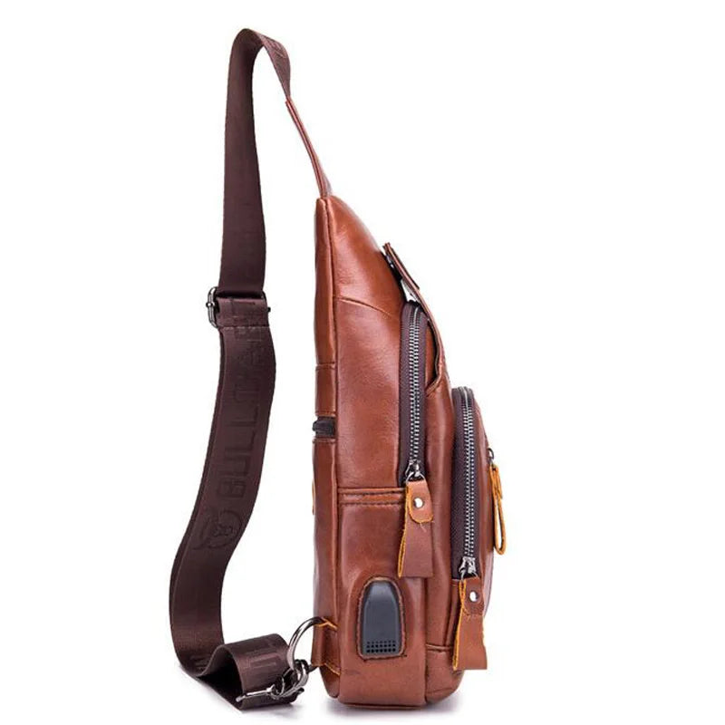 Leather Sling Chest Bag - Cowhide USB Ready - Corletaria
