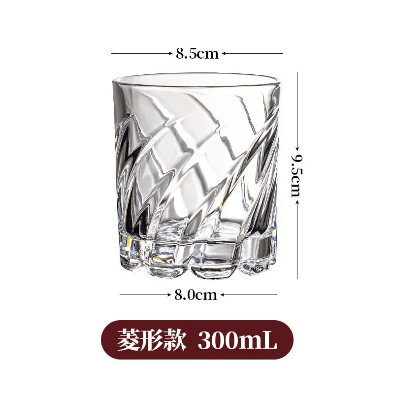 Rotating Whiskey Glass - 300ml Heavy Glass, Spiral Grip - Corletaria