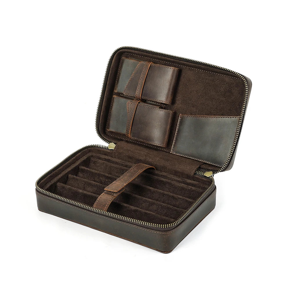 Crazy Horse Leather Cigar Travel Case - Corletaria