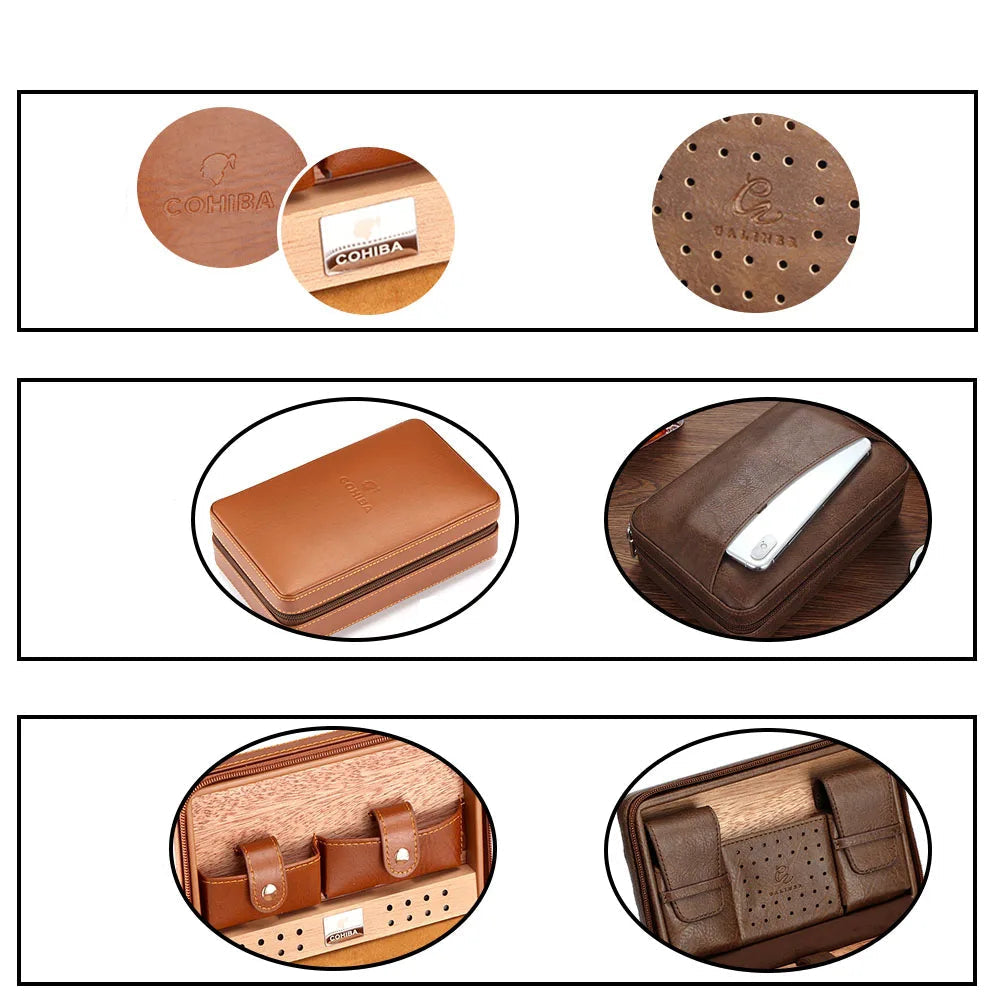 Spanish cedar interior of travel humidor with ventilation plate close-up