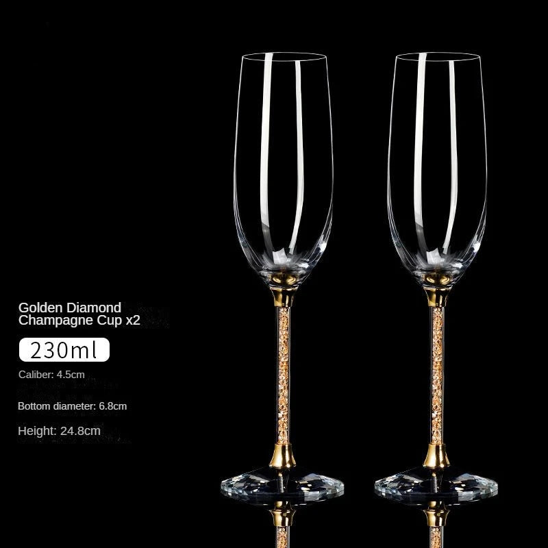 Crystal Champagne Flutes - Diamond Stem Lead-Free - Corletaria