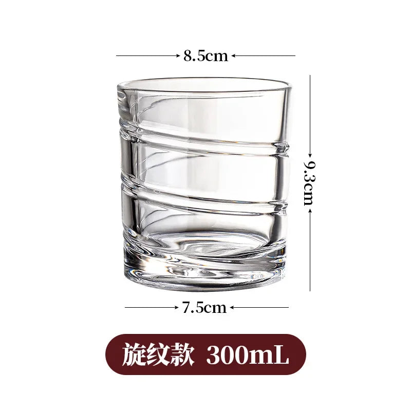 Rotating Whiskey Glass - 300ml Heavy Glass, Spiral Grip - Corletaria