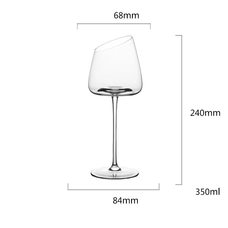 Oblique Crystal Wine Glass - Long Stem Goblet - Corletaria