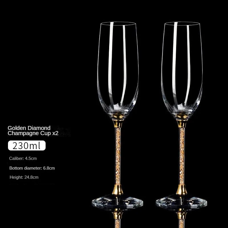 Crystal Champagne Flutes - Diamond Stem Lead-Free - Corletaria