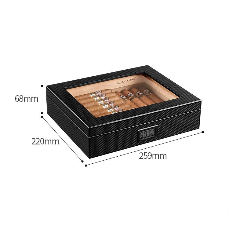 Cedar Cigar Humidor Box - Glass Window, Hygrometer - Corletaria