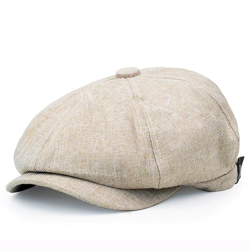 Herringbone Newsboy Cap - British Wool Blend, Octagonal Cut - Corletaria