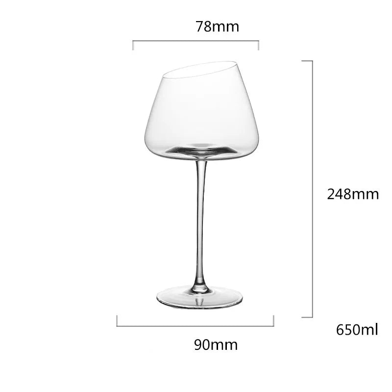 Oblique Crystal Wine Glass - Long Stem Goblet - Corletaria