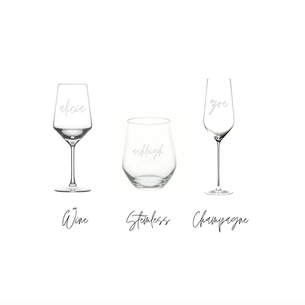 Personalized Wine Glass - Laser Engraved Thick Glass - Corletaria