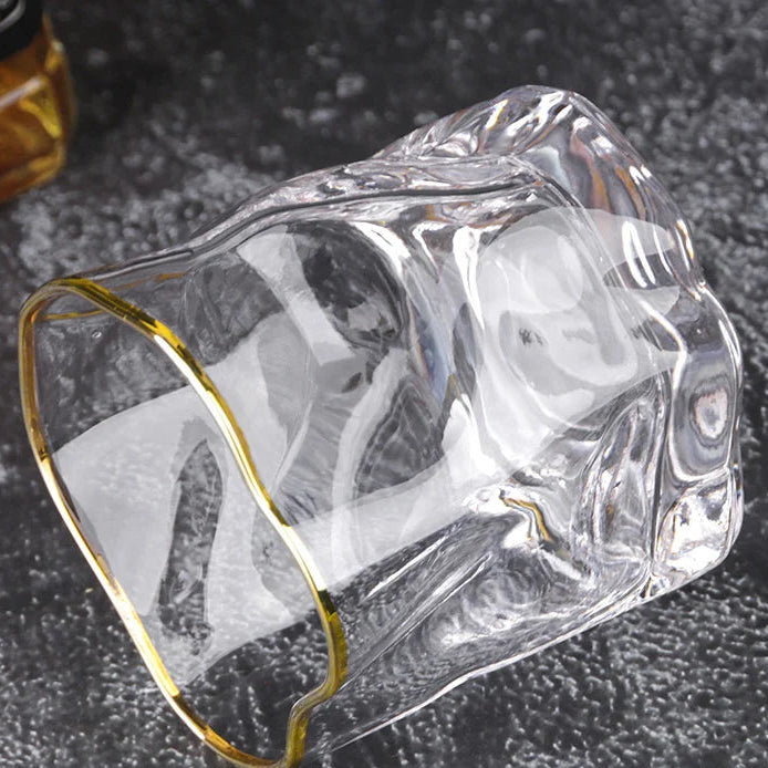 Whiskey Glass - Lead Free Crystal, Gold Rim - Corletaria