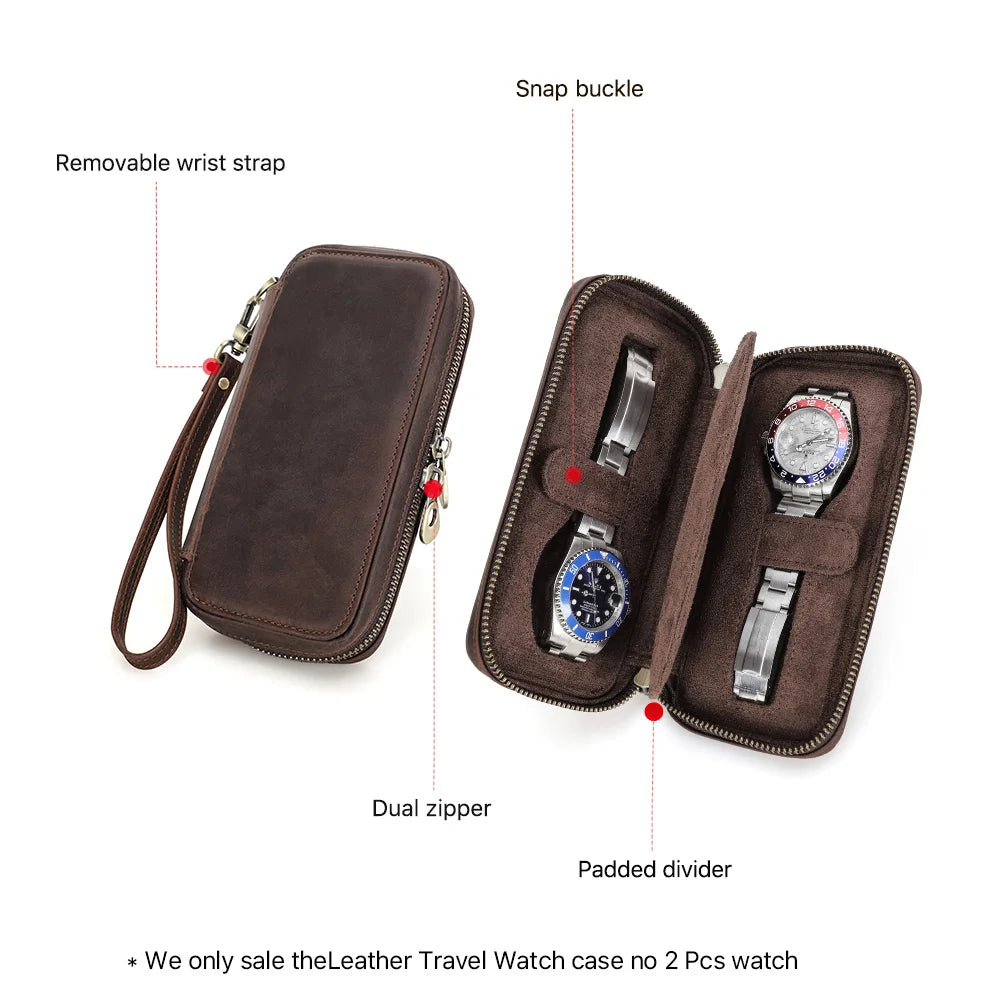 Leather Watch Travel Case - Crazy Horse Leather - Corletaria