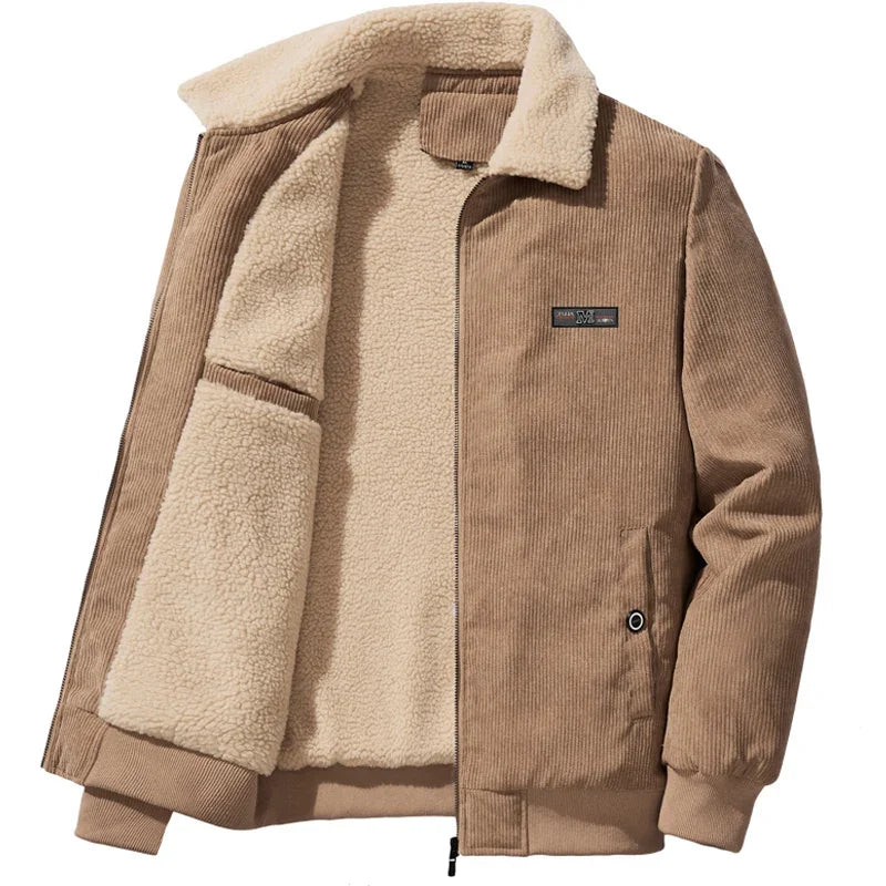 Mens Corduroy Winter Jacket - Fleece Lined Collar - Corletaria