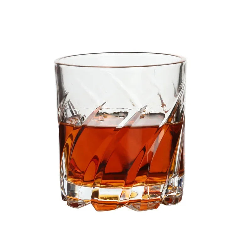 Rotating Whiskey Glass - 300ml Heavy Glass, Spiral Grip - Corletaria