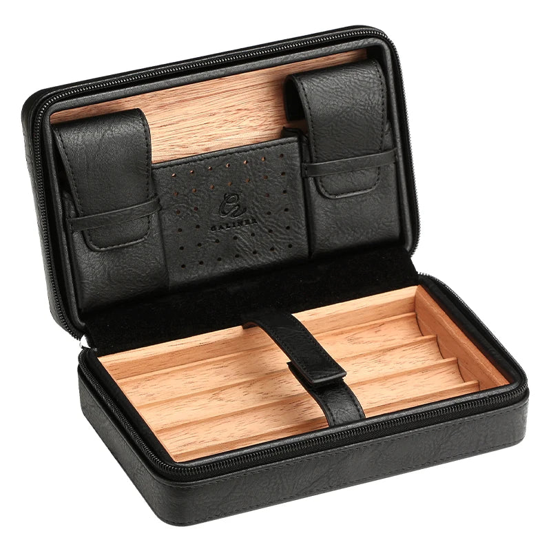 Leather Travel Cigar Humidor - Spanish Cedar Interior - Corletaria