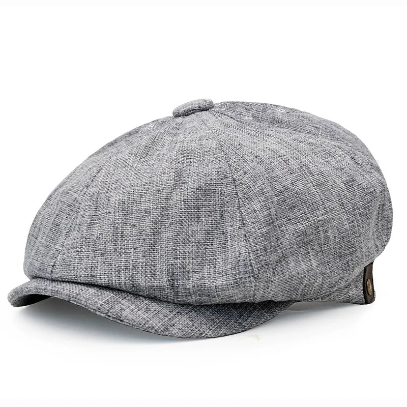 Herringbone Newsboy Cap - British Wool Blend, Octagonal Cut - Corletaria