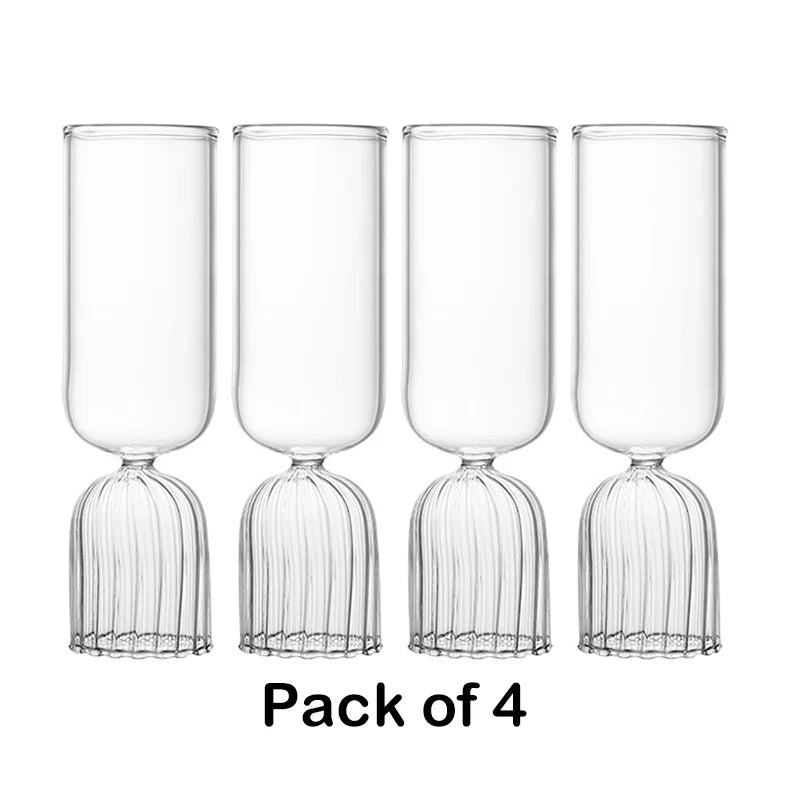 Modern Cocktail Glass Set - Ribbed Pedestal Glass, 210 ml - Corletaria