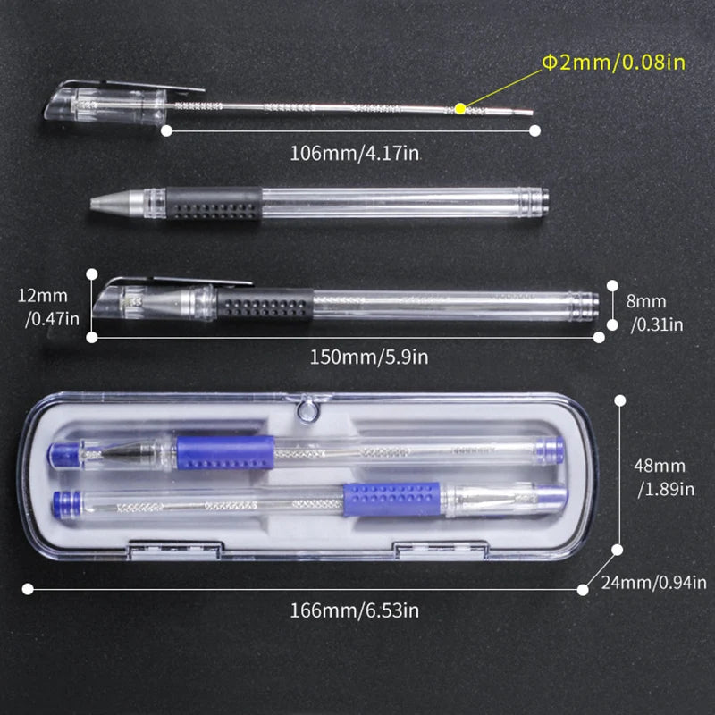 Blue and black grip cigar needle tools displayed in protective cases
