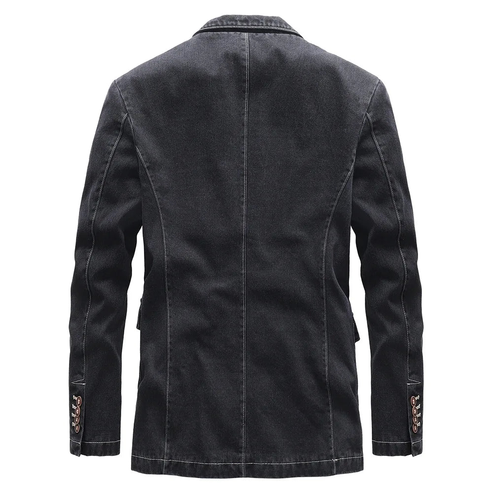 Men's Denim Blazer - Cotton Blend Casual Jacket - Corletaria