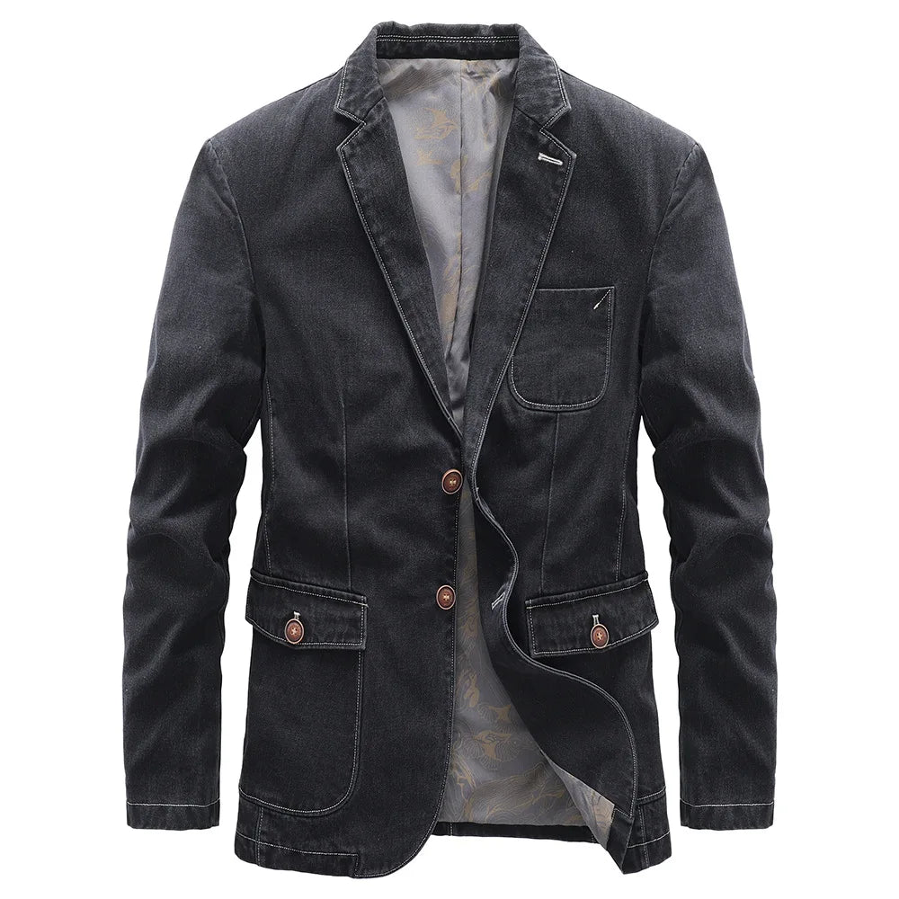 Men's Denim Blazer - Cotton Blend Casual Jacket - Corletaria