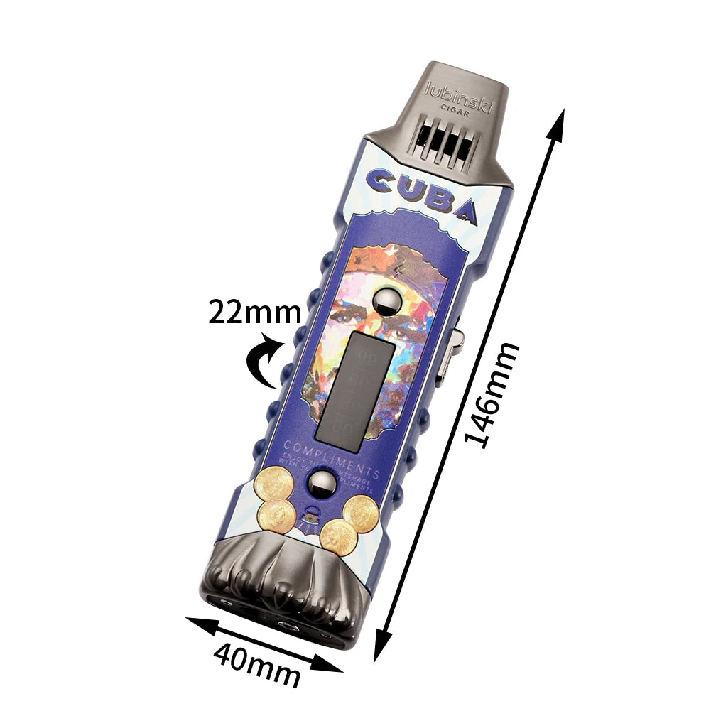 Lubinski cigar lighter with digital status display resting on lounge table