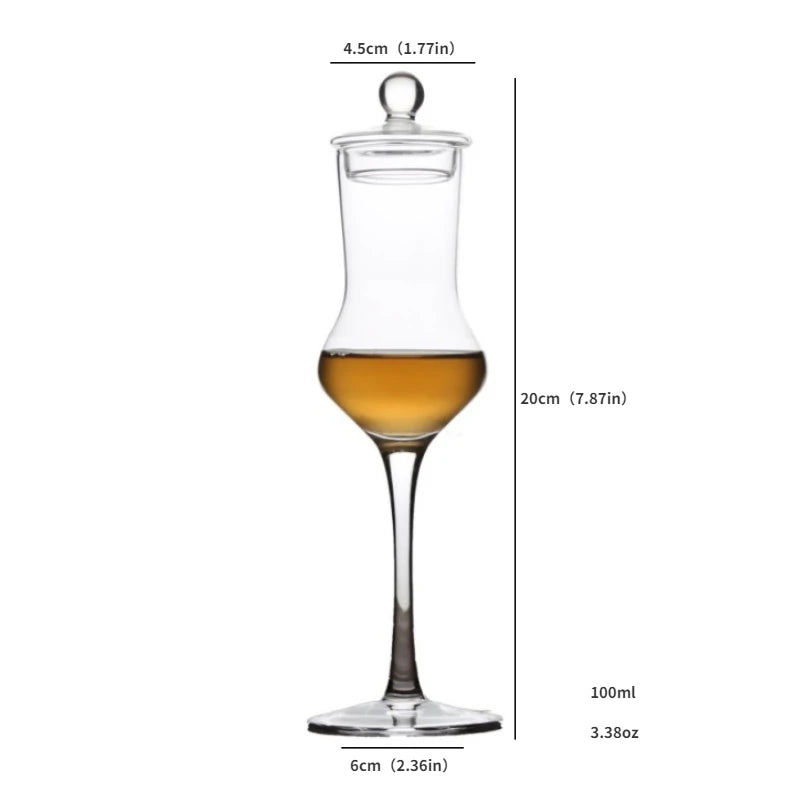 Lead-Free Whisky Nosing Glass - Tulip Stem With Aroma Lid - Corletaria