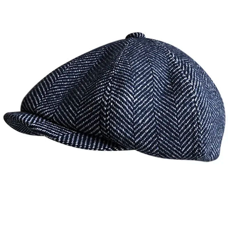 Herringbone Newsboy Cap - Wool Blend Tweed - Corletaria