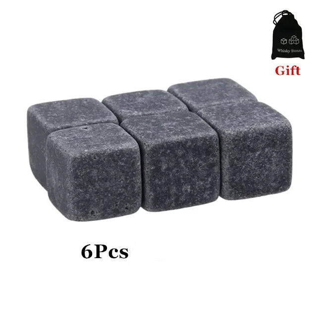 Whiskey Stones Set - Natural Reusable Cooling Rocks - Corletaria Artificial Ice
