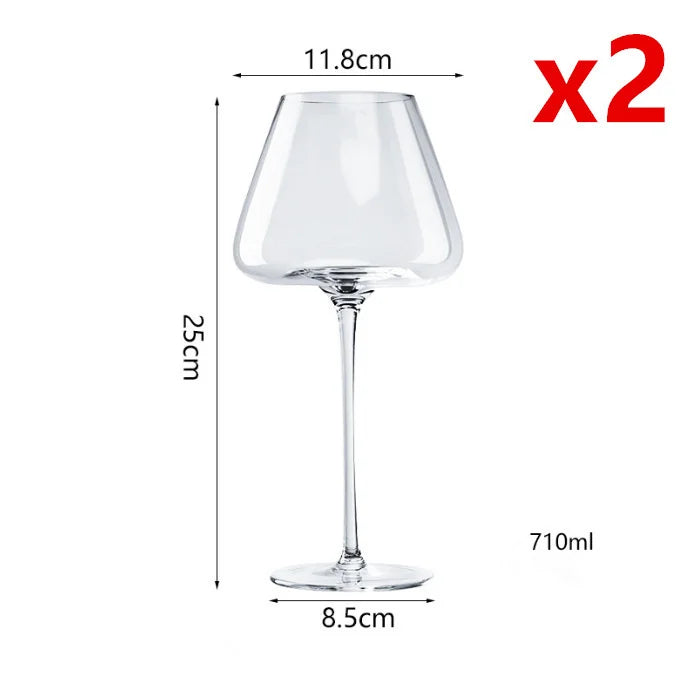 French Burgundy Crystal Wine Goblet Set 2 pcs 4 Sizes