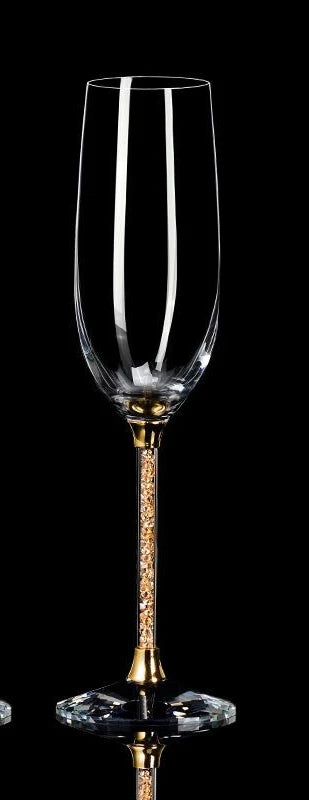 Crystal Champagne Flutes - Diamond Stem Lead-Free - Corletaria